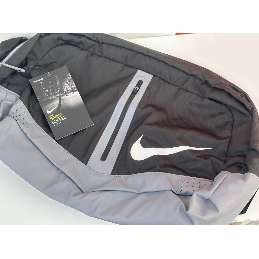Nike Speed Duffel Slim Running Bag Black Grey NR102009NS 20x12x8